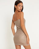 image of Demaka Strapless Mini Dress in Sequin Light Bronze