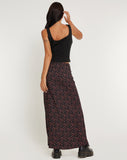 image of Easton Maxi Skirt in Dark Pink Rose Black