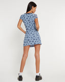 image of Evilia Mini Dress in Light Blue Black Botanist Flocking