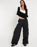 image of Fabio Wide Leg Cargo Trousers in Black