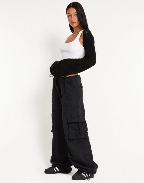 image of Fabio Wide Leg Cargo Trousers in Black