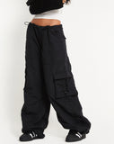 image of Fabio Wide Leg Cargo Trousers in Black