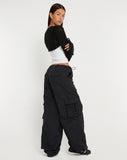 image of Fabio Wide Leg Cargo Trousers in Black