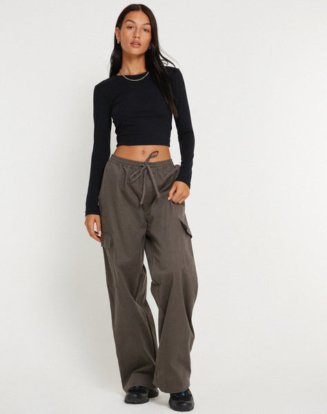 image of Geona Wide Leg Cargo Trouser in Dark Grey