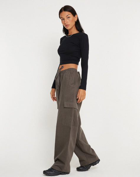 image of Geona Wide Leg Cargo Trouser in Dark Grey