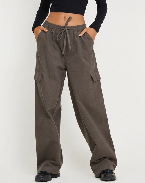 image of Geona Wide Leg Cargo Trouser in Dark Grey