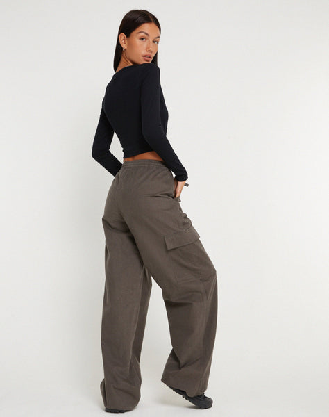 image of Geona Wide Leg Cargo Trouser in Dark Grey