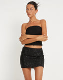 Image of Guida Mini Skirt in Drape Sequin Black