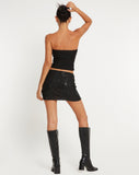 Image of Guida Mini Skirt in Drape Sequin Black