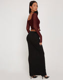 Image of Helsiva Long Sleeve Crop Top in Mesh Burgundy