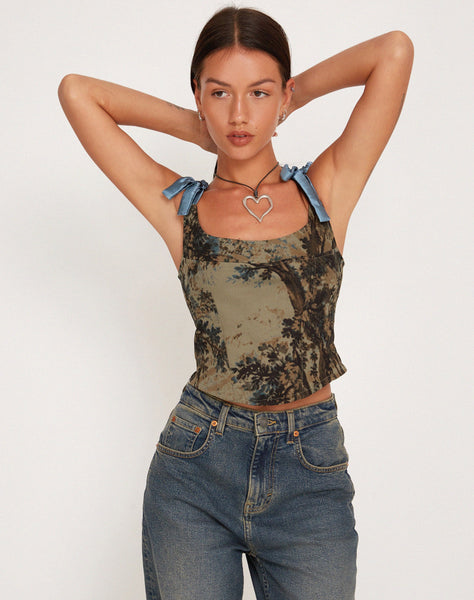 Image of Jatmi Corset Top in Brown Forest Tapestry