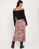 Image of Lassie Low Rise Mesh Maxi Skirt in Botanical Bleed Warm Grey