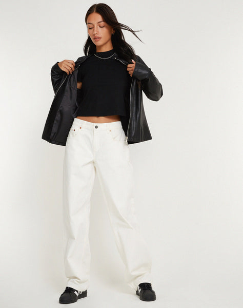 image of MOTEL X BARBARA Low Rise Parallel Jeans in True White