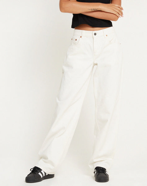 image of MOTEL X BARBARA Low Rise Parallel Jeans in True White