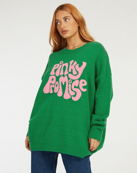 Mably Oversized Jumper in Mega Ripple Green