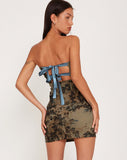 Majken Bandeau Mini Tie Dress in Brown Forest Tapestry