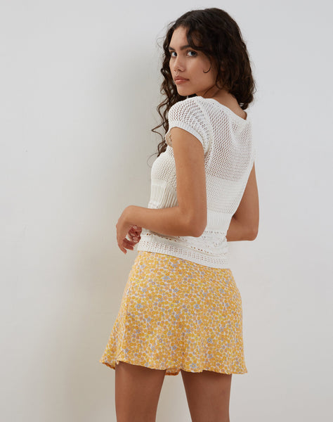 Image of Maurella Mini skirt in Flower Garden Yellow