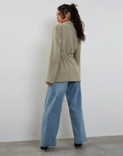 image of Mayta Tie Waist Blazer in Tailoring Taupe