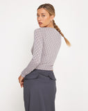 Image of Natari Long Sleeve Crop Top in Check Grey