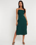 image of Nosita Midi Dress in Satin Cheetah Forest Green