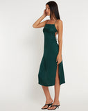 image of Nosita Midi Dress in Satin Cheetah Forest Green