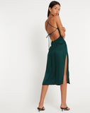 image of Nosita Midi Dress in Satin Cheetah Forest Green