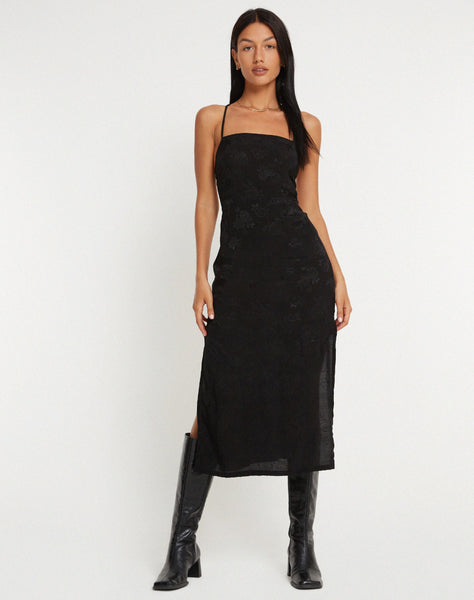 image of Nosita Midi Dress is Satin Rose Black