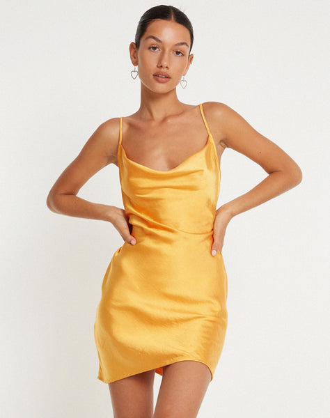 image of Paiva Slip Dress in Satin Orange