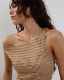 image of Peyton One Shoulder Waffle Knit Top in Oat