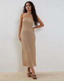 Image of Emersyn Waffle Knit Halterneck Midi Dress in Oat