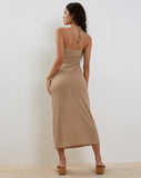 Image of Emersyn Waffle Knit Halterneck Midi Dress in Oat