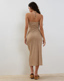 Image of Emersyn Waffle Knit Halterneck Midi Dress in Oat