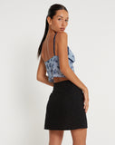 image of Rumako Crop Top in Light Blue Black Botanist Flocking