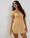 Image of Rosmilly Mini Dress in Flower Garden Yellow