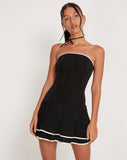 Image of Samira Bandeau Mini Dress in Black with Ivory Binding