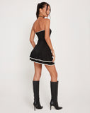 Image of Samira Bandeau Mini Dress in Black with Ivory Binding