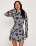 Image of Sevila Mini Dress in Mesh Doodle Flower Grey