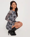 Image of Sevila Mini Dress in Mesh Doodle Flower Grey