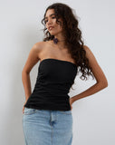 Image of Tahari Tie Back Longline Tube Top in Black