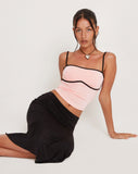 Image of Talasi Crop Top in Pale Pink with Black Binding