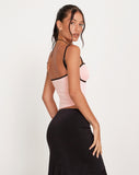 Image of Talasi Crop Top in Pale Pink with Black Binding