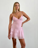 Image of Riasi Ruffle Mini Dress in Chiffon Baby Pink