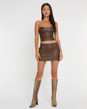 Image of Disya Mini Skirt in PU Brown