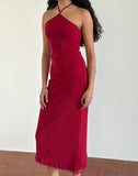 Image of Ribka Halterneck Midi Dress in Mesh Cherry