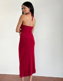 Image of Ribka Halterneck Midi Dress in Mesh Cherry