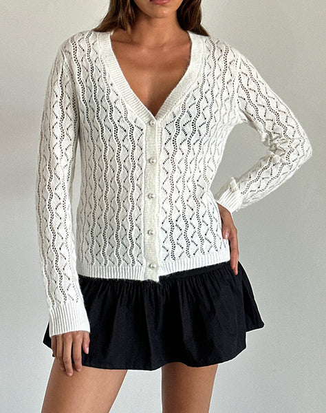 image of Ricani Open Knit Cardigan in Ivory