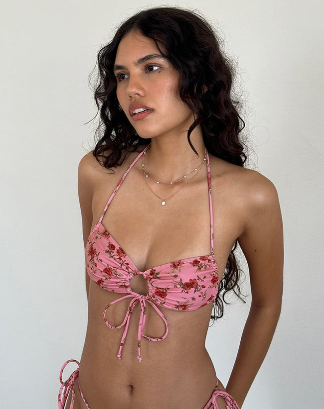 Image of Ricoa Bikini Top in Pink Floral Bloom