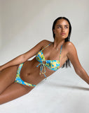 Image of Farida Bikini Bottom in Blue Watercolour Floral