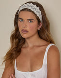 Image of Sala Headband in White with Scalloped Lace