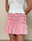 Image of Rikako Mini Skirt in Mini Gingham Peach